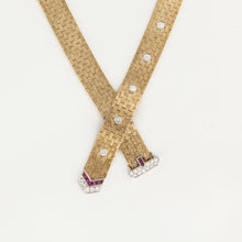 Load image into Gallery viewer, Retro 14K Gold Diamond and Ruby Buckle Necklace
