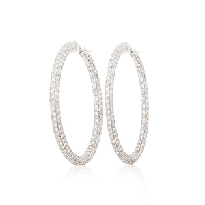 Estate Garavelli 18K White Gold Diamond Hoop Earrings