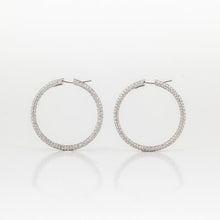 Load image into Gallery viewer, Estate Garavelli 18K White Gold Diamond Hoop Earrings
