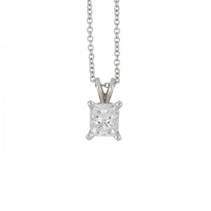 Estate 18K White Gold Radiant-Cut Diamond Pendant Necklace