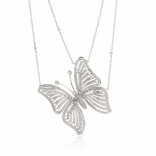 Load image into Gallery viewer, Estate Garavelli 18K White Diamond Butterfly Necklace
