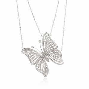 Estate Garavelli 18K White Diamond Butterfly Necklace