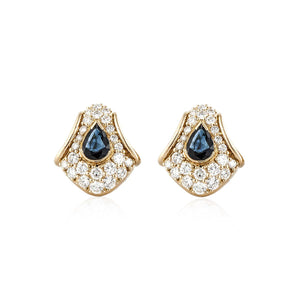 Estate Hammerman Bros. 18K Gold Sapphire and Diamond Earrings