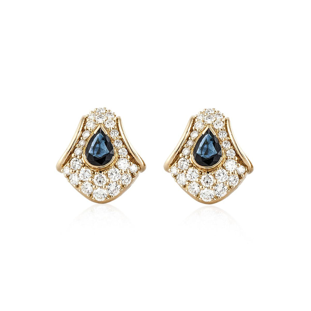 Estate Hammerman Bros. 18K Gold Sapphire and Diamond Earrings