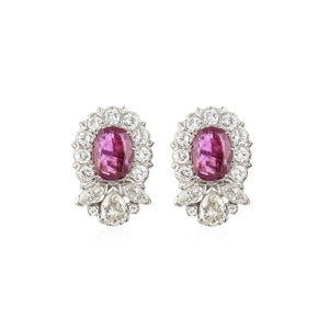 Estate Platinum Ruby and Diamond Earrings
