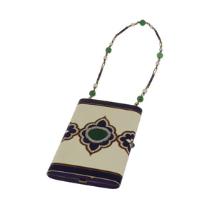 Art Deco Cartier 14K Gold Enameled Compact with Carved Jade, Pearls and Diamonds