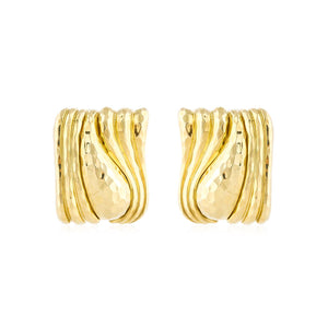 Estate Henry Dunay 18K Hammered Gold Earrings
