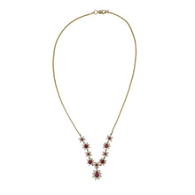 Load image into Gallery viewer, Vintage 14K Gold Ruby and Diamond Cluster Necklace
