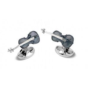 Deakin & Francis Sterling Silver Enamel Violin Cufflinks