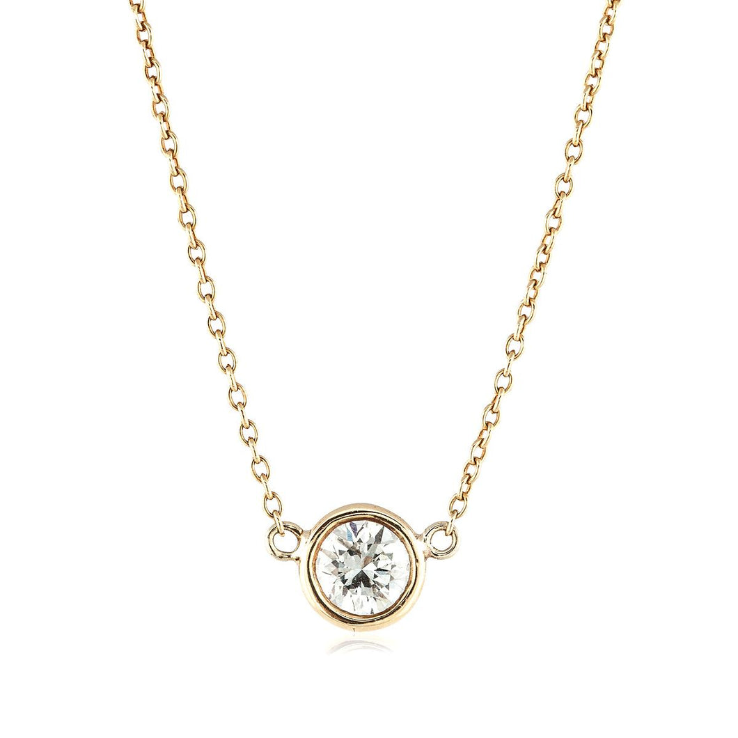 Estate Tiffany & Co. Elsa Peretti 18K Gold Diamonds-by-the-Yard Single Diamond Necklace
