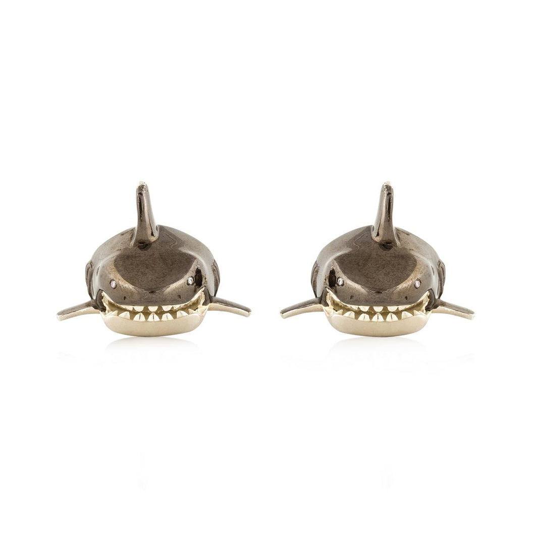 Deakin & Francis Sterling Silver Large Shark Cufflinks