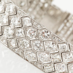 Art Deco Platinum Diamond Honeycomb Strap Bracelet