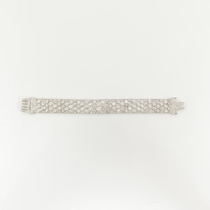 Art Deco Platinum Diamond Honeycomb Strap Bracelet