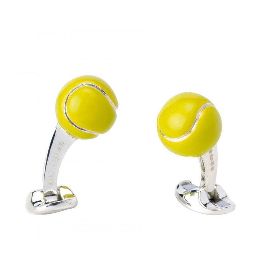 Deakin & Francis Sterling Silver Enamel Tennis Ball Cufflinks