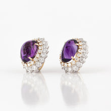 Load image into Gallery viewer, Estate 18K Gold Amethyst and Diamond Earrings
