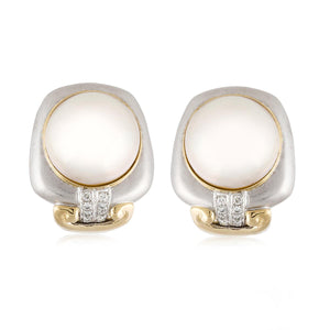 Estate 18K Gold Cultured Mabé Pearl Earrings