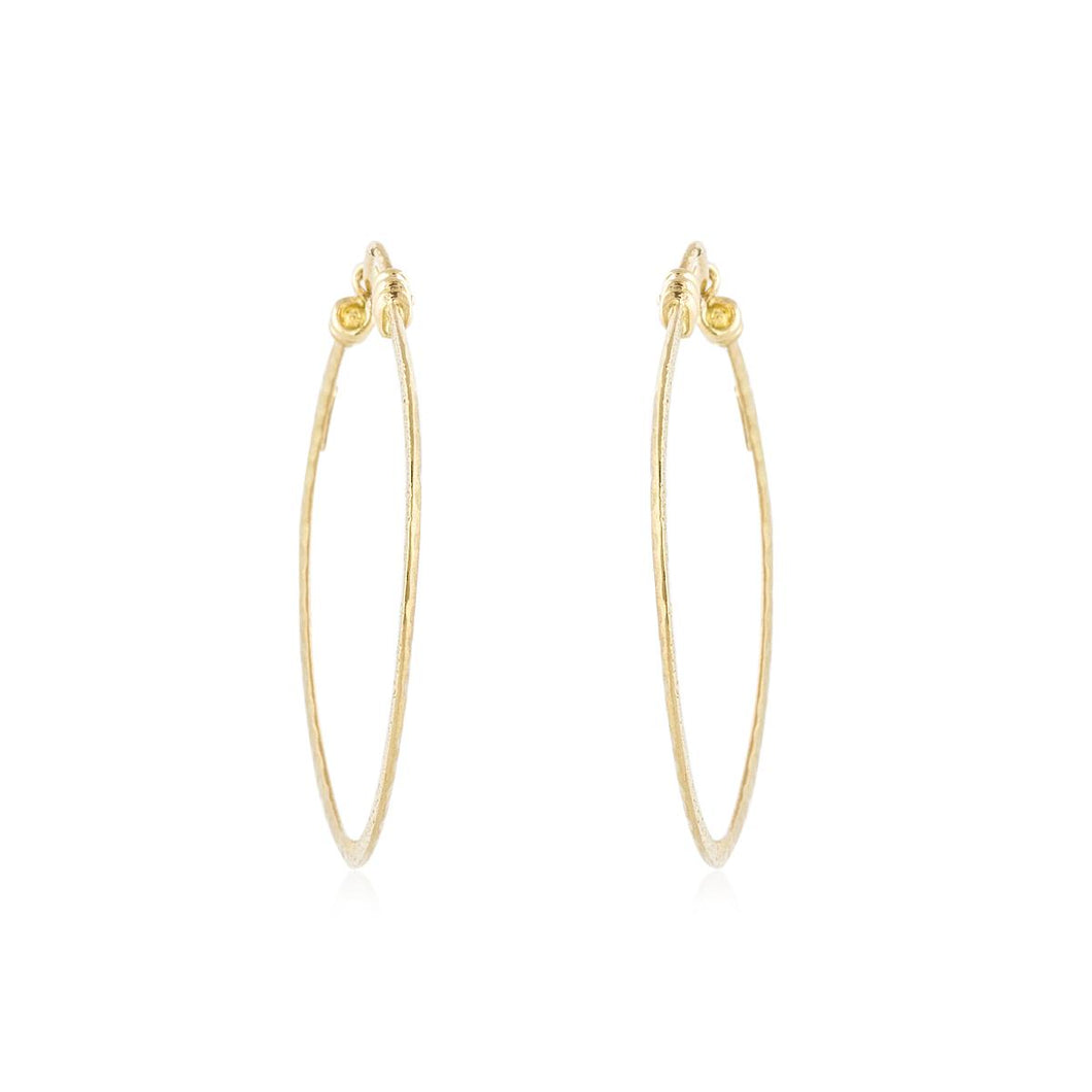 18K Hammered Gold Hoop Earrings