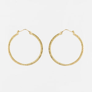 18K Hammered Gold Hoop Earrings