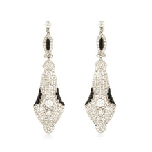 Load image into Gallery viewer, Platinum Diamond and Onyx Drop Earrings

