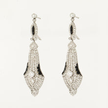 Load image into Gallery viewer, Platinum Diamond and Onyx Drop Earrings
