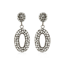 Load image into Gallery viewer, 18K Blackened Gold and White Topaz Dangle Earrings with Diamonds
