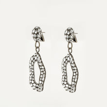 Load image into Gallery viewer, 18K Blackened Gold and White Topaz Dangle Earrings with Diamonds
