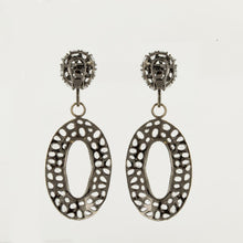 Load image into Gallery viewer, 18K Blackened Gold and White Topaz Dangle Earrings with Diamonds
