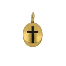 Load image into Gallery viewer, French Victorian 18K Gold Locket with Black Enamel Cross
