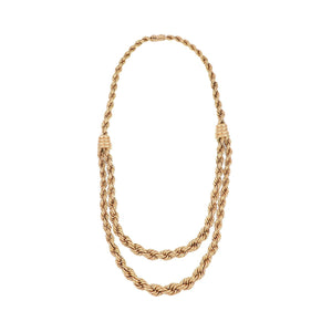 Retro 1940s 18K Rose Gold Double Twisted Rope Swag Necklace