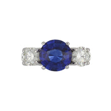 Load image into Gallery viewer, Estate Bespoke 14K White Gold Ceylon Sapphire and Diamond Ring
