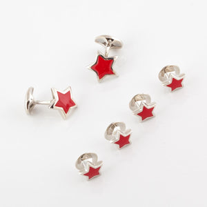 Deakin & Francis Sterling Silver Red Enamel Star Tuxedo Set