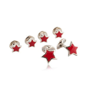 Deakin & Francis Sterling Silver Red Enamel Star Tuxedo Set