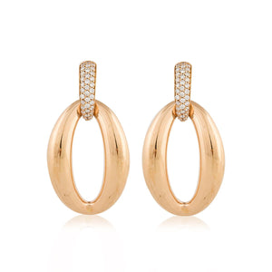 18K Rose Gold Diamond Doorknocker Earrings