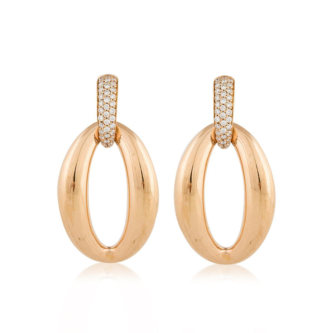 18K Rose Gold Diamond Doorknocker Earrings