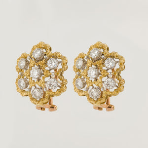 Estate Buccellati 18K Two-Tone Gold Openwork Diamond Earrings