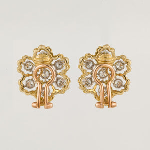 Estate Buccellati 18K Two-Tone Gold Openwork Diamond Earrings