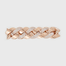 Load image into Gallery viewer, Italian 18K Rose Gold Pavé Diamond Link Bracelet
