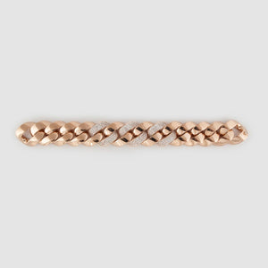 Italian 18K Rose Gold Pavé Diamond Link Bracelet
