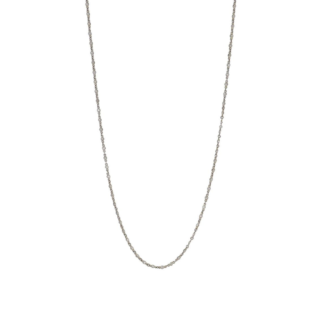 18K White Gold Chain Necklace with Diamonds