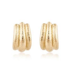 Estate David Webb 18K Hammered Gold Earrings