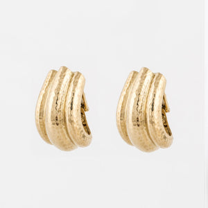 Estate David Webb 18K Hammered Gold Earrings