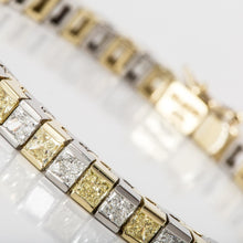 Load image into Gallery viewer, Platinum and 18K Gold Yellow and White Diamond Line Bracelet
