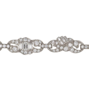 Art Deco Platinum Openwork Diamond Link Bracelet