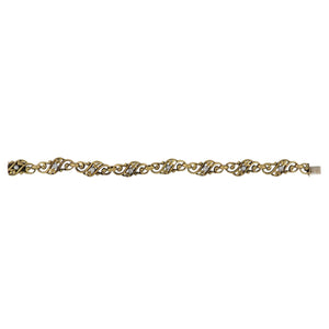 Victorian Platinum and 18K Gold Link Bracelet with Diamonds and Pearls