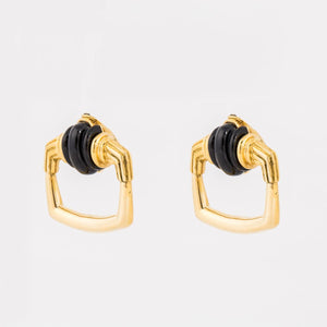 Estate Aldo Cipullo 18K Gold Onyx Earrings