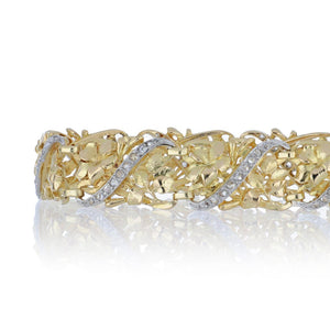 Napoloeon III 18K Gold and Platinum Floral Openwork Plaque Bracelet with Diamonds