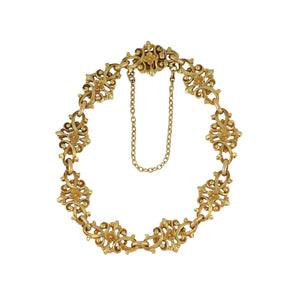French Antique Napoleon III 18K Gold Fancy-Link Floral Bracelet