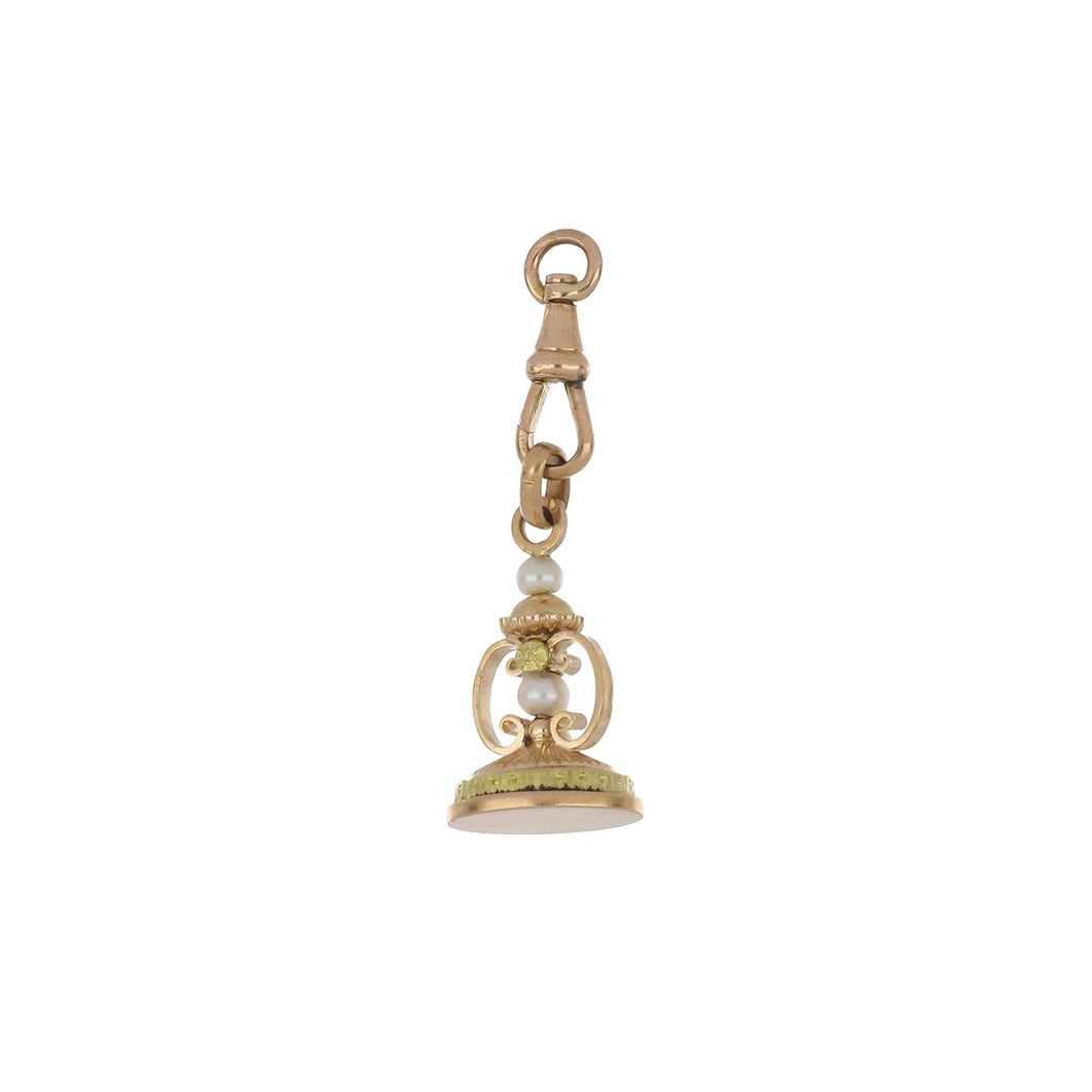 French Belle Époque 18K Two-Tone Gold Fancy Fob with Pearls