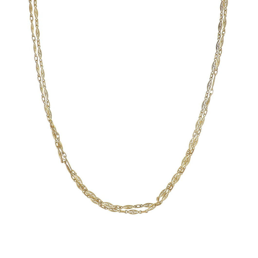 French Belle Époque 18K Gold Fancy Link Longuard Chain