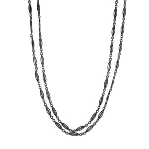 French Victorian Oxidized Silver Longuard Chain